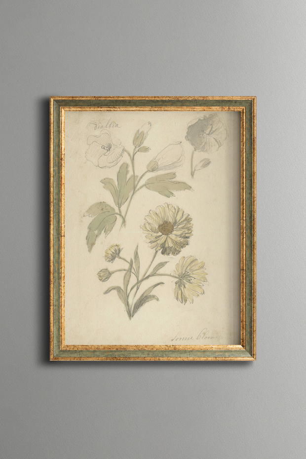 Floral Branch Drawing - Vintage Patterned Painting - Slim Model