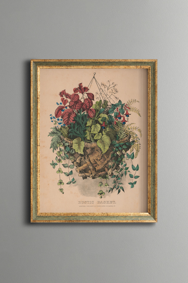 Flower Basket - Vintage Patterned Painting - Slim Model