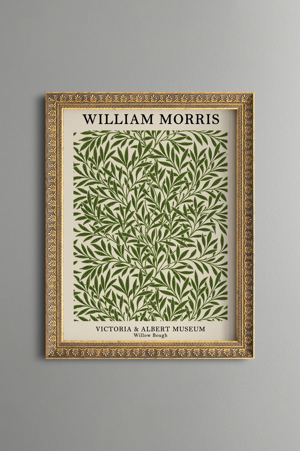 Green Willow Leaves - Vintage Patterned Painting - Slim Model
