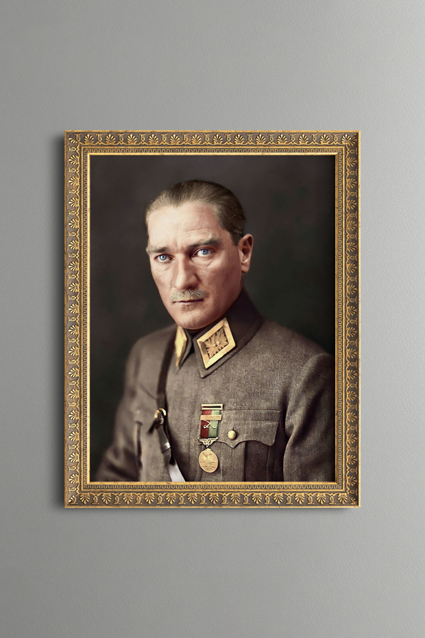 Ataturk Portrait - Vintage Patterned Painting - Fine Model