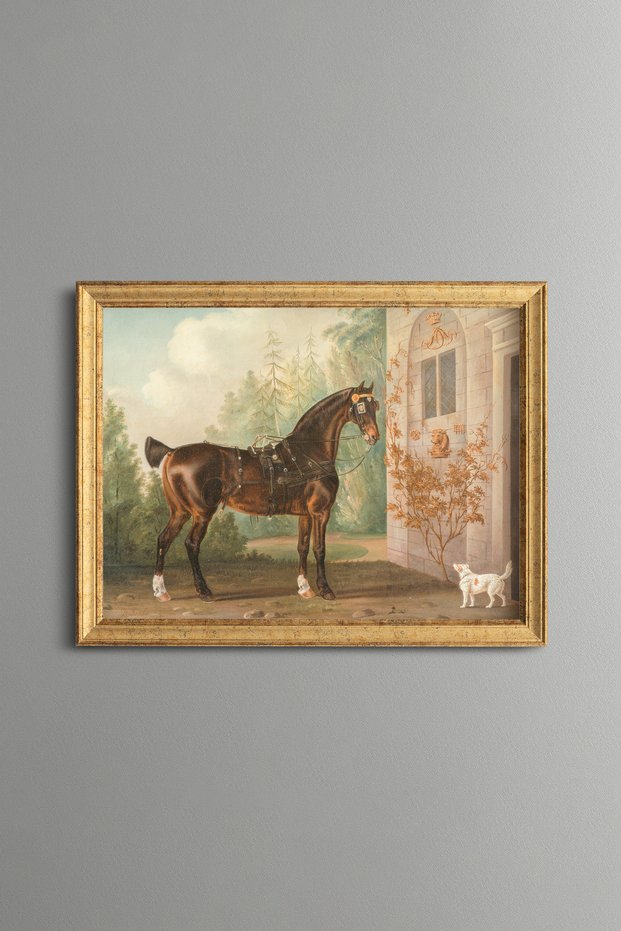 Lord Abergavenny’S Horse and Dog - Vintage Patterned Painting - Slim Model