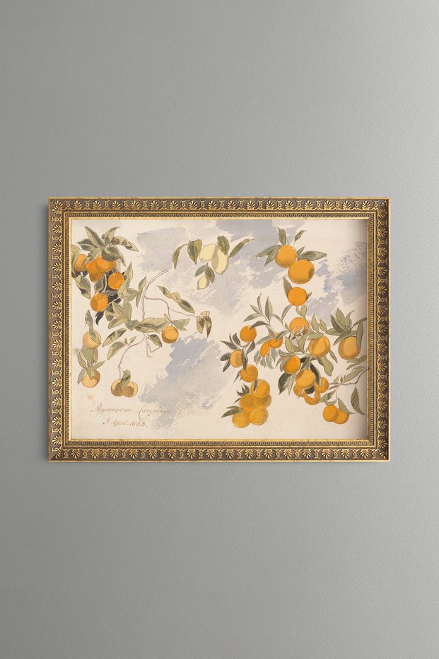 Yellow Flower Branch - Vintage Patterned Painting - Slim Model