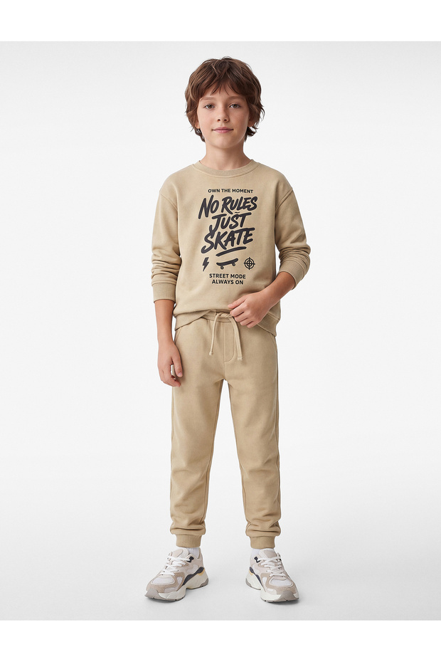 Printed Cotton Tracksuit Set with Brushed Lining