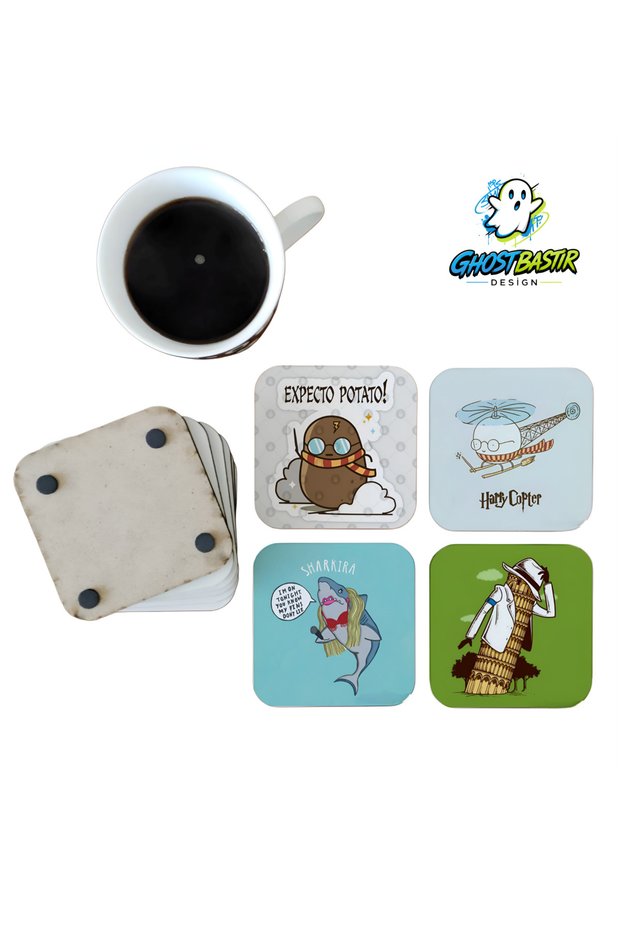 Funny Cartoon Decorative Wooden Coaster Set 0156