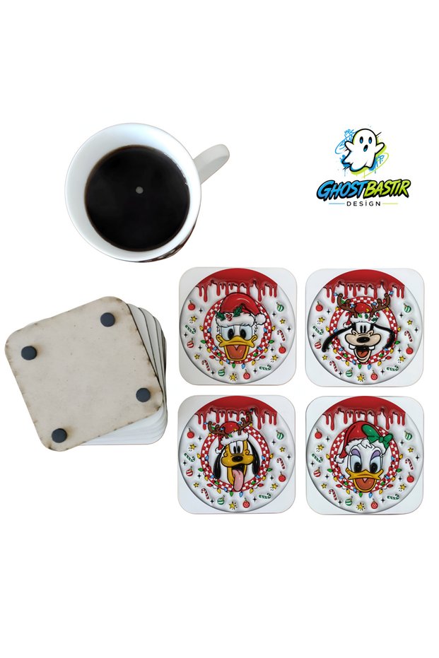 Disney Christmas Decorative Wooden Coaster Set 0140