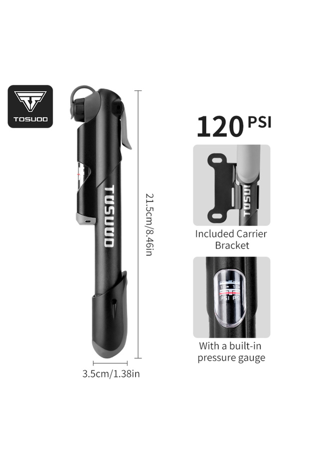 TSDZDQT-41S TOSUOD Bicycle Air Pump Compatible With Both Presta And Schrader Valves For Bike Pumps P