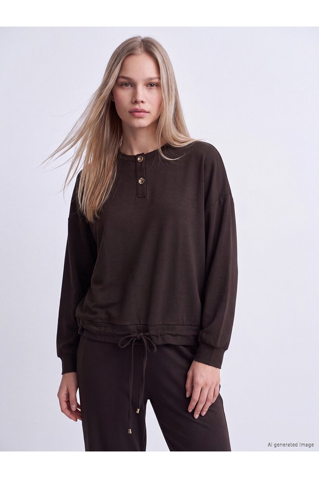 Peak New Season Brown Crew Neck Women's Sweatshirt