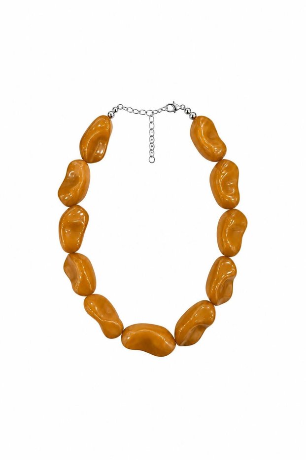 Mod Collection Sculpt Acrylic Bead Necklace - Mustard