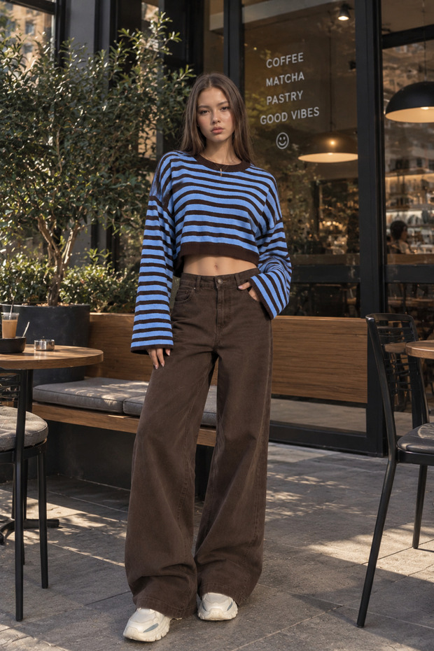 Women's Soft Yarn Striped Knitwear Sweater