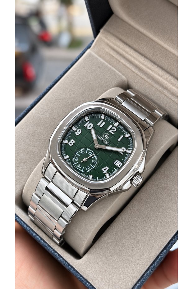 Men's Watch, Iconic Premium Luxury Case, Steel Strap, with Seconds Display and Calendar + Special Box and Bracelet Gift. Hm28978S02-2