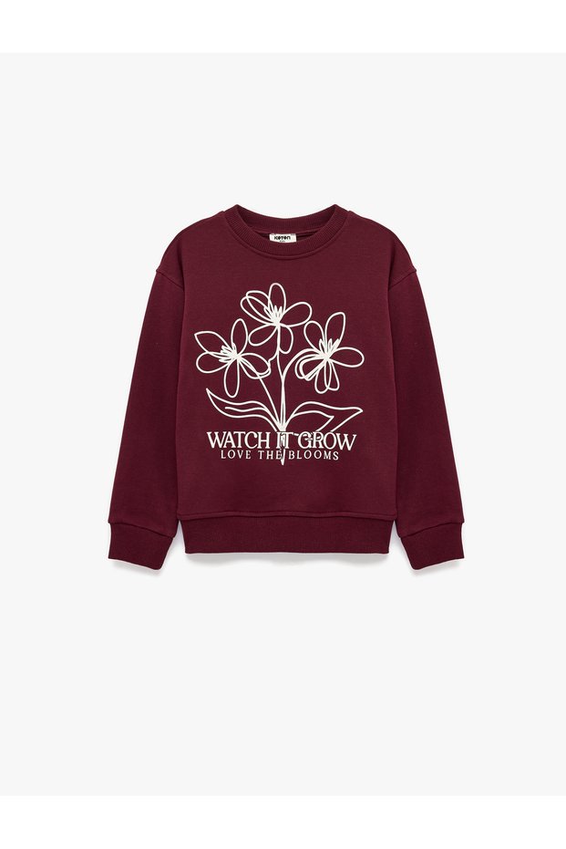 Crew Neck Long Sleeve Floral Print Sweatshirt