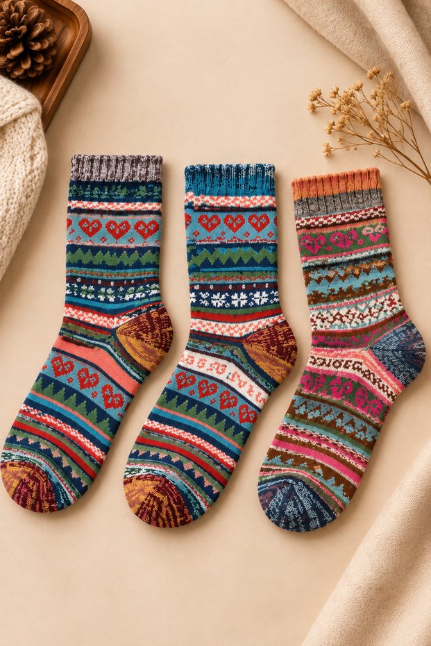 3-Pack Double | Colorful Patterned Socks