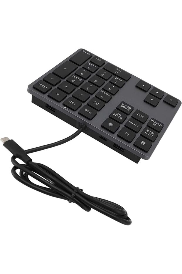 لوحة مفاتيح رقمية سلكية، موزع USB 3.1، 34 مفتاحًا، تصميم نحيف.