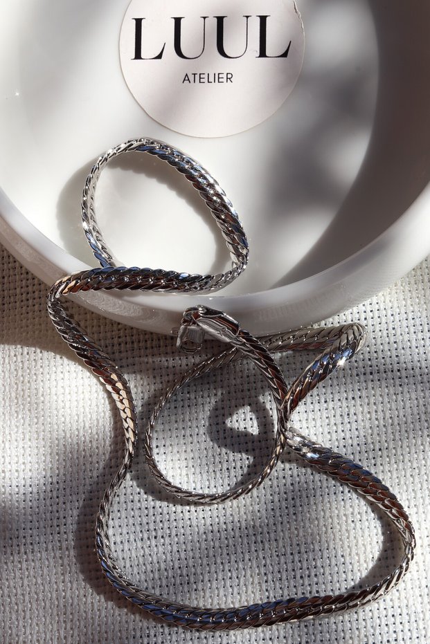 Xuping Fine Mesh Knit Unisex Silver Steel Necklace