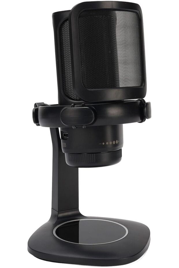 ميكروفون ألعاب USB مكثف بتقنية RGB غامرة للكمبيوتر مع تحكم مريح في مستوى الصوت، ميكروفون للبث المباشر