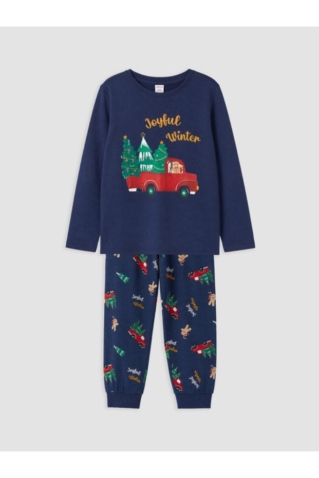 Rmz Gi̇yi̇m Farki̇yla New Year's Themed Boys' Pajama Set