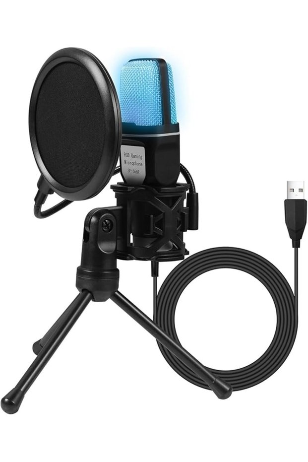 USB Condenser Microphone with Adjustable Gooseneck