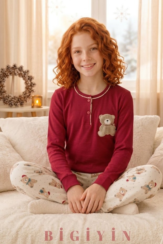 Girls' Pajama Set, Long-Sleeved Pajamas, 100% Cotton Pajama Set, Teen Girls' Pajamas, Ages 11-15.