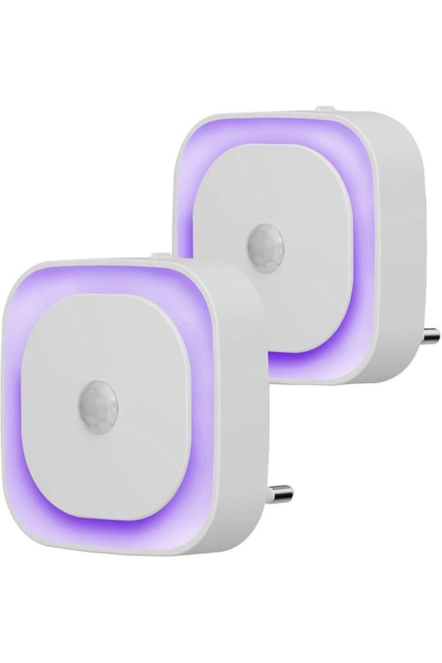Pack of 2 Night Light Socket with Motion Sensor & Twilight Sensor, 3 Sensor Modes, Dimmable N