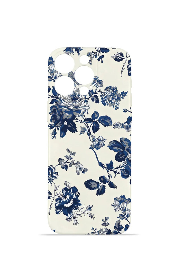 iPhone 12 Pro Vorian Camera Protective Case, Blue Porcelain Rose.