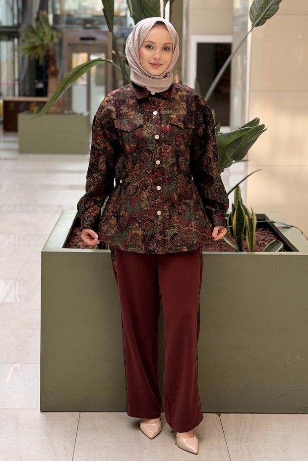 Ethnic Patterned Jacket and Pants Set