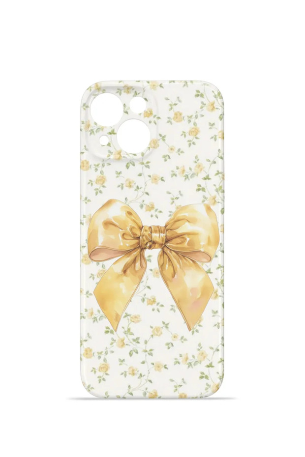 iPhone 14 Plus Vorian Camera Protective Case with Gold Floral Bow