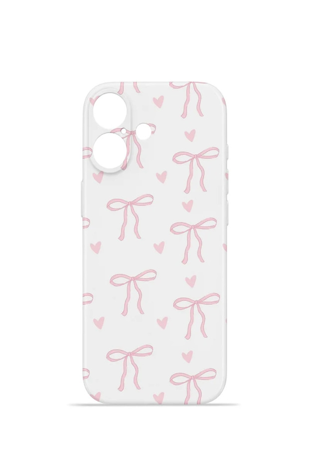 iPhone 16 Vorian Mika Camera Protective Case, Soft Pink with Ribbons.