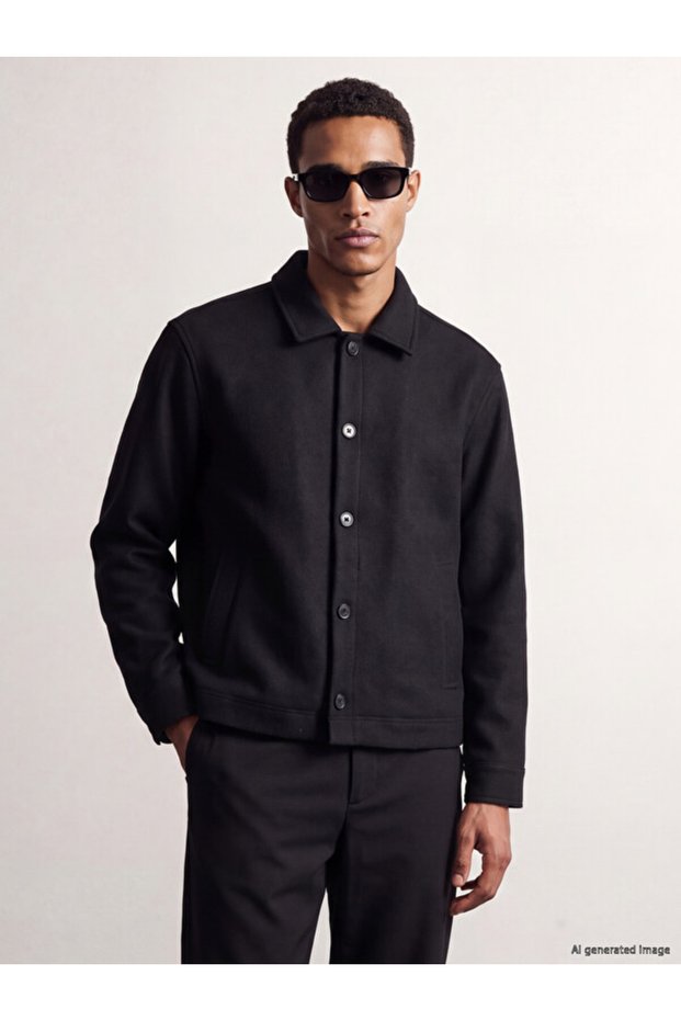 Rmz Gi̇yi̇m Farkiyla Standard Fit Men's Cashmere Shirt Jacket