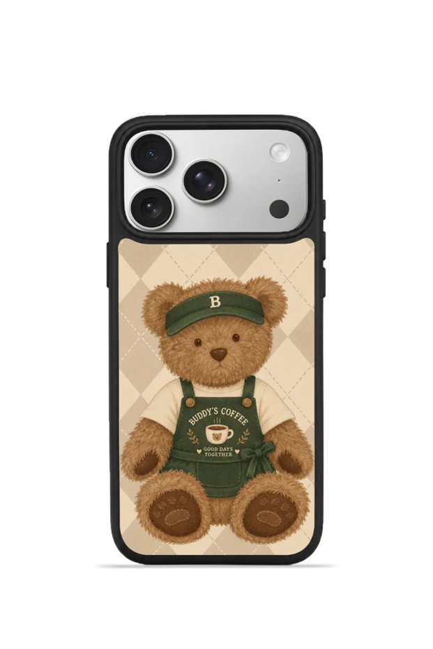 iPhone 17 Pro Max Vorian Black Hole Case, Coffee Bear Design.
