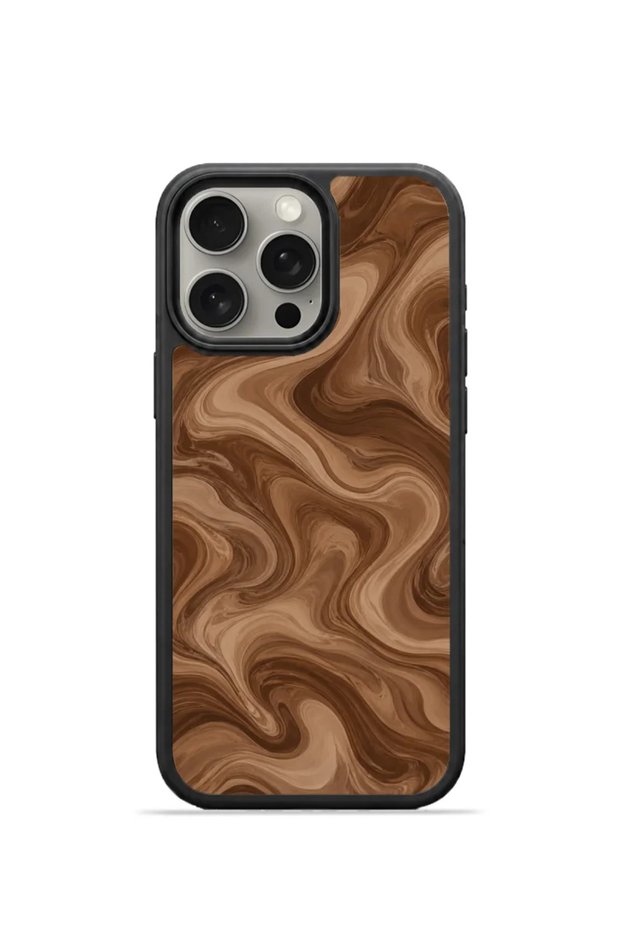 غطاء هاتف iPhone 15 Pro Vorian Black Hole بتصميم رخامي باللون البني.