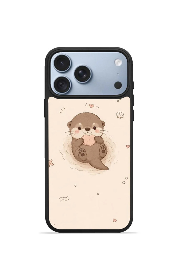 iPhone 18 Pro Vorian Black Hole Case, Cream-Colored Background with a Tiny Otter.