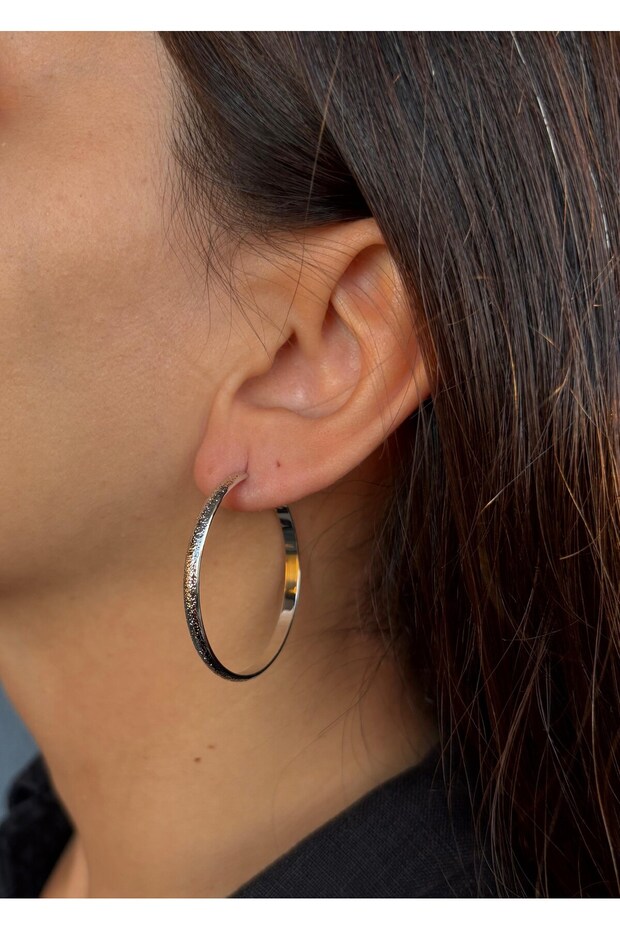 Patterned Hoop Silver Earrings