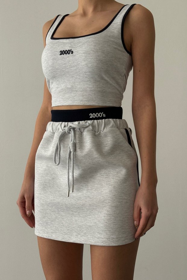 Women's Gray Tank Top with Ribbed Detailing