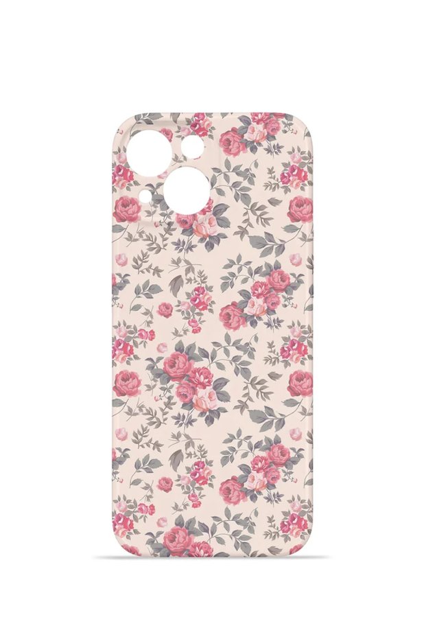 iPhone 14 Vorian Mika Camera Protective Case, Pink Vintage Floral Design.