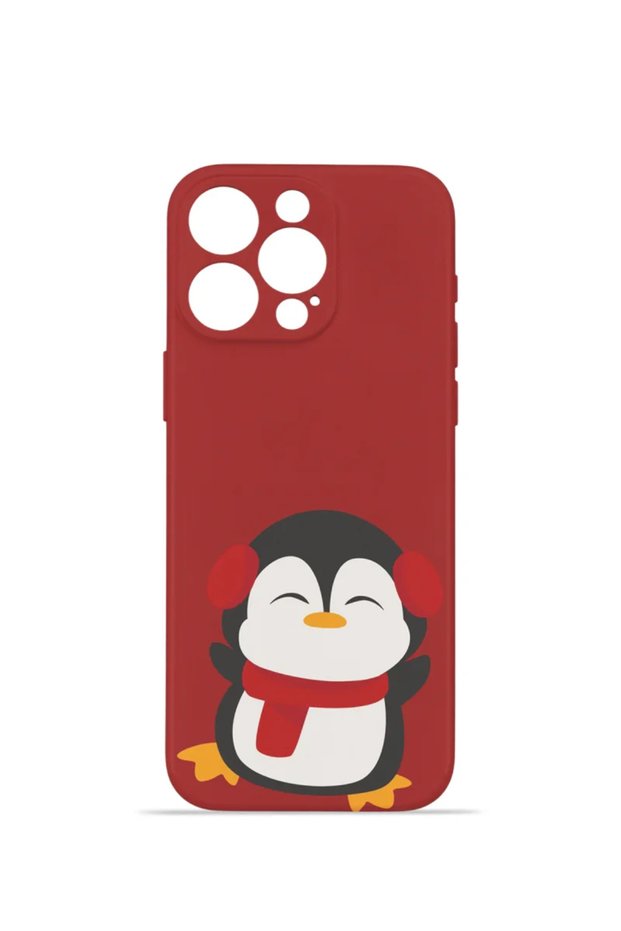 iPhone 13 Pro Max Vorian Camera Protective Case, Red Penguin Design.