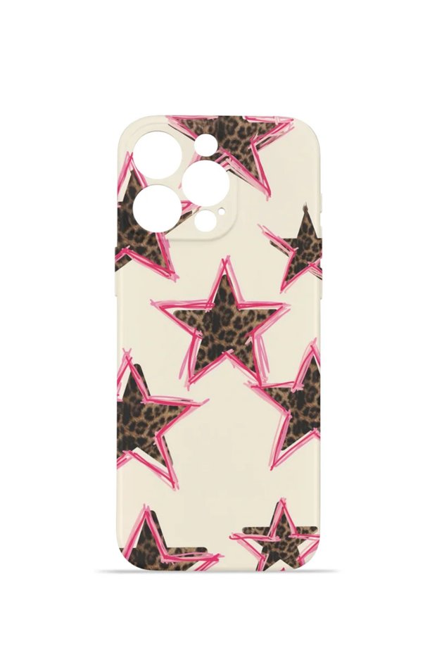 iPhone 13 Pro Max Vorian Camera Protective Case, Pink Leopard Star Design.