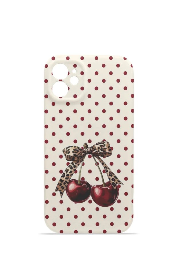 iPhone 12 Vorian Mika Camera Protective Case, Wild Cherry Bow Design.