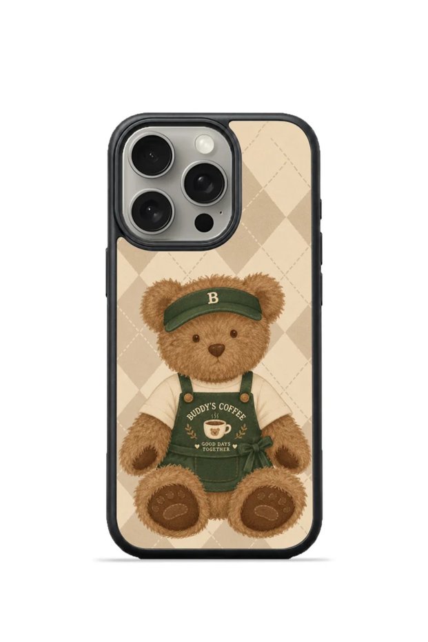 iPhone 16 Pro Max Vorian Black Hole Case, Coffee Bear Design.