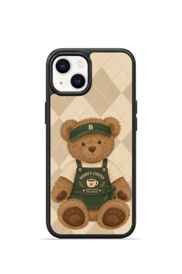 iPhone 14 Plus Vorian Black Hole Case, Coffee Bear Design.