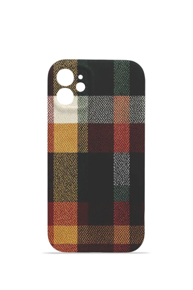 iPhone 12 Vorian Mika Camera Protective Case, Autumn Cottage Plaid Design.