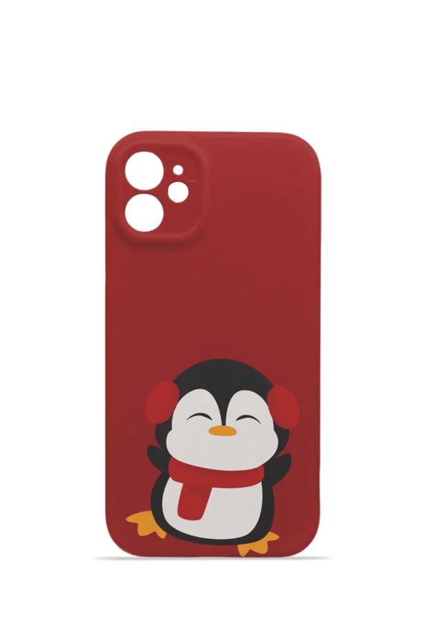 iPhone 11 Vorian Mika Camera Protective Case, Red Penguin.
