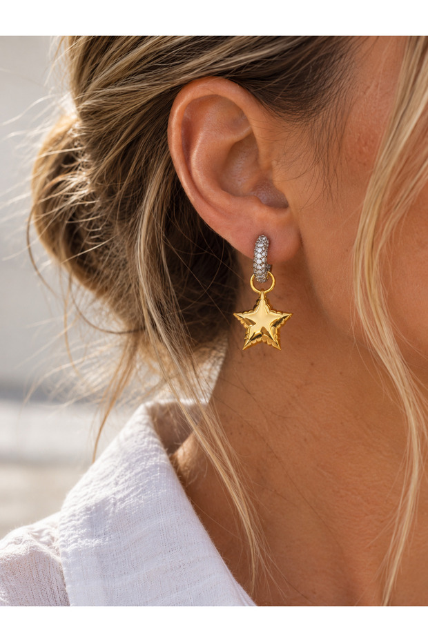Women's Gold-Colored Ring Earrings with Stones. | Modern Design with a 3D Balloon Effect and Hanging Feature.