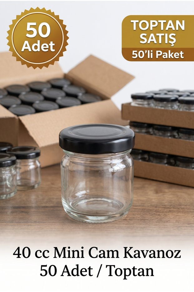 50 Pieces Wholesale 40 Cc Multi-Purpose Mini-Small Glass Jars with Metal Lids, for Baby Food, Wedding, Engagement, and Henna Candy – 40 ml Set.