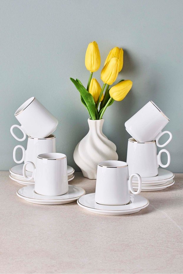 Porcelain Coffee Cup Set for 6 People