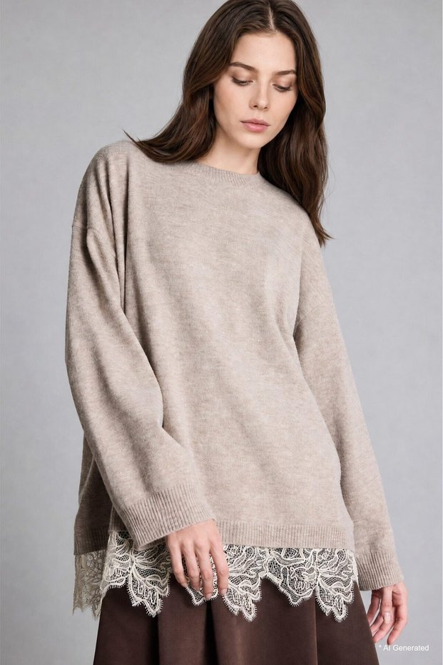 Relax Fit Crew Neck Wool Blend Knit Sweater H2309Ax26Au