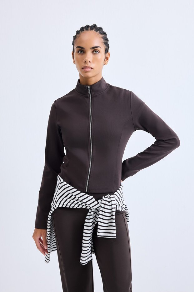 Standard Fit Scuba Fabric Basic Sweater F9488Ax26Au