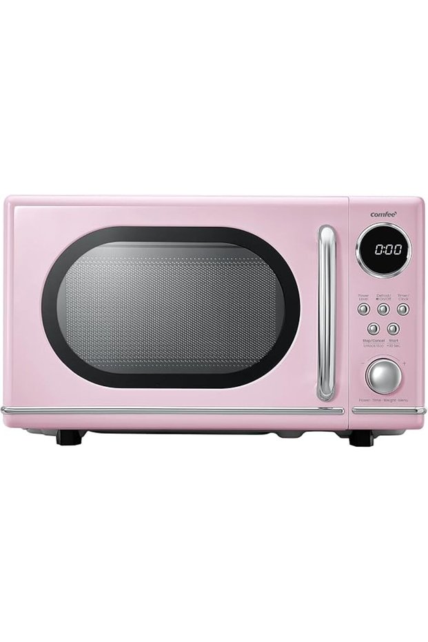 Comfee Retro Countertop Microwave, 0.7 Cu. Ft, Pink