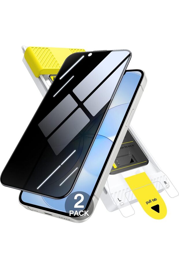 3D 9H+ Privacy Screen Protector for iPhone 17e/16e, 2-Pack