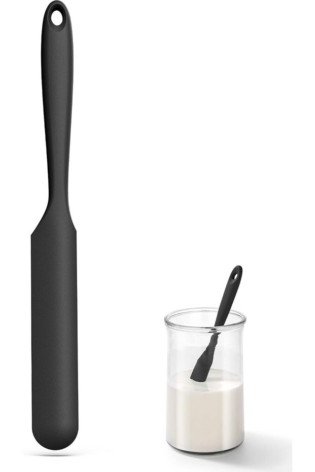 24,7cm Silicone Jar Spatula Jam Spreader for Mixing (Black)