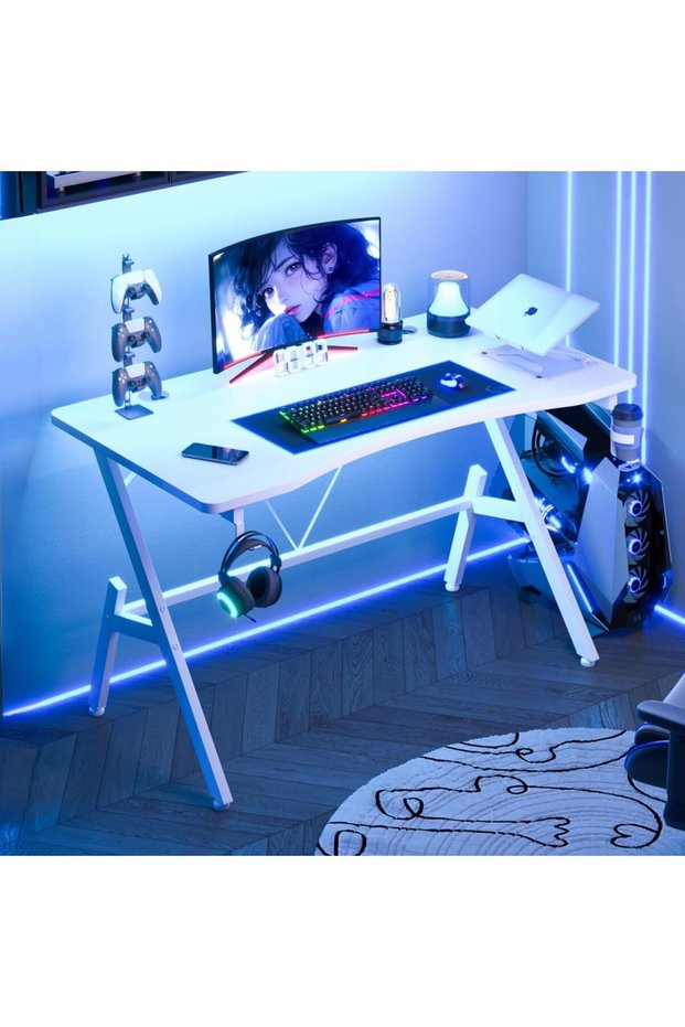 Ergonomic A-shaped Gaming Table Computer Desk with Carbon Fiber Desktop,Office Table Study Desk with